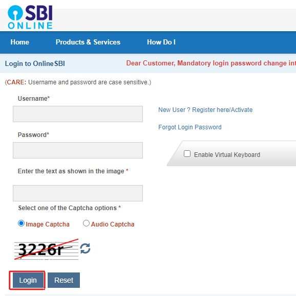SBI Net Banking Login
